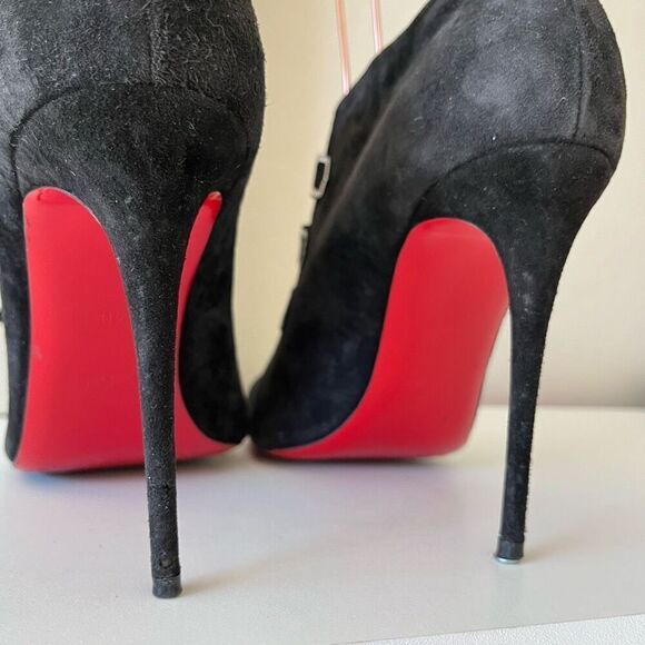Christian Louboutin Heels Triplica Strass 100 Suede‎ Booties Black Size EU 40 - Picture 5 of 11